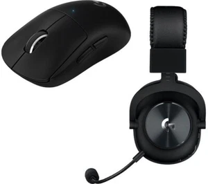 LOGITECH Wireless Gaming Mouse & PRO X Wireless Gaming Headset Bundle - Black - Picture 1 of 10