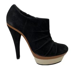 Barbara Bui Platform Pump Boot Bootie Black Platform Pleated Slim Heel Zip 10 41 - Picture 1 of 12