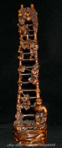 Chinese Boxwood Wood Kid Babe Child Bairn Tongzi Boy ladder Gourd Wealth Statue - Picture 1 of 9