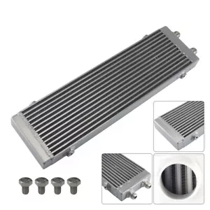 Dual Pass Bar & Plate Oil Cooler Core 18.5"x5.5"x1.58" 10AN Inlet Outlet Silver - Picture 1 of 9