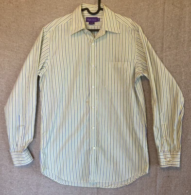 *DEFECTUOSA Camisa Ralph Lauren Etiqueta Púrpura Para Hombres Talla M Colorida Rayas Abotonada Italia Foto 1 de 4