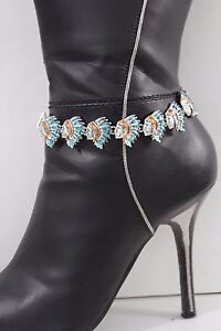 Women Chain Boot Bracelet Anklet Heel Shoe Bling Native Amrican Charms Jewelry