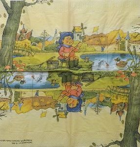 4 lose Motivservietten Servietten Serviettentechnik  Zwerg angelt (893) - Picture 1 of 1