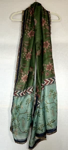 Scarf Shawl Green Pink Turquoise SOBIA NAZIR Long Monar Floral Dupatta - Picture 1 of 7