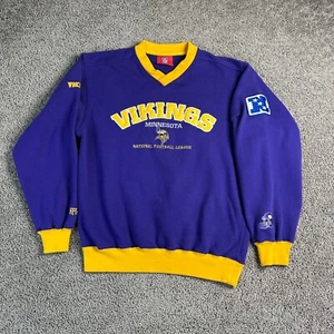 Minnesota Vikings Sweatshirt Mens Medium Purple Yellow Football NFL V Neck - Picture 1 of 10