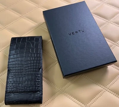 VERTU Signature Touch 4.7" Exótico Caimán Cuero Negro Estuche con Solapa Vertical Foto 1 de 4