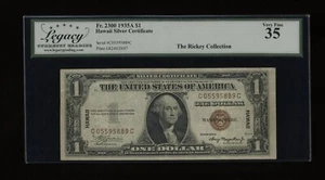 DBR 1935-A $1 Silver Hawaii CC Block Fr. 2300 Legacy 35 Serial C05595889C - Picture 1 of 2