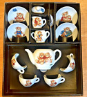 1979 Enesco Lucy & Me 12 Piece Miniature Porcelain Tea Set W/ Box + Spoons