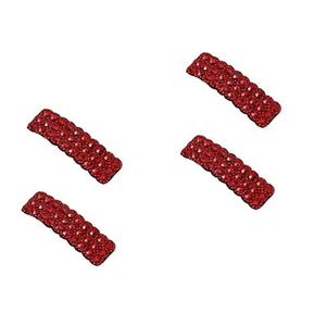 4Pcs Red Rhinestones Korean Style Hair Clips Rectangular Hairpins Shiny Luxur... - Picture 1 of 6