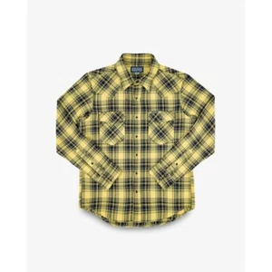IRON HEART IHSH-411 9oz Selvedge Indigo Check Flannel Western Shirt JAPAN - Picture 1 of 25