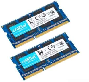 CRUCIAL 16GB 2x8GB DDR3L PC3L-12800 1600MHz Sodimm mempory for Laptop and Apple - Picture 1 of 4