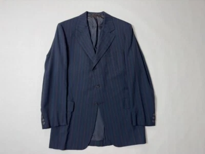 1970s Mens Blue Striped Wool Suit Jacket Size 43R Vintage Sport Coat Blazer - Image 1 of 4