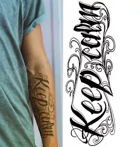 Temporary Tattoo Keep Calm Words Text Fake Body Art Sticker Waterproof - Picture 1 of 5