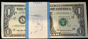 1999 100 Consecutive Uncirculated One Dollar Bills San Francisco L Series - Picture 1 of 1