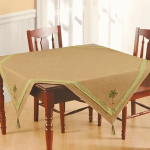 Cabana Palm Embroidered Table Topper 54" x 54" - Picture 1 of 1