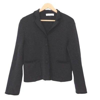 Jones New York Womens Knit Blazer Black Velvet Trim Button Front - Image 1 of 4