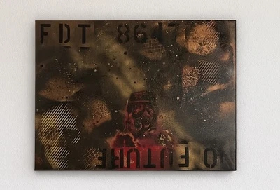 Arte callejero original de medios mixtos sobre lienzo - Firmado SSH (2025) - Uno de uno Foto 1 de 4