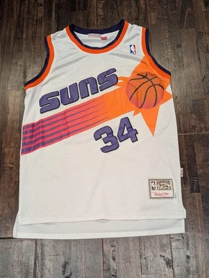 Phoenix Suns Jersey Mens M White NBA Basketball Barkley 34 Throwback Distressed - Image 1 of 4