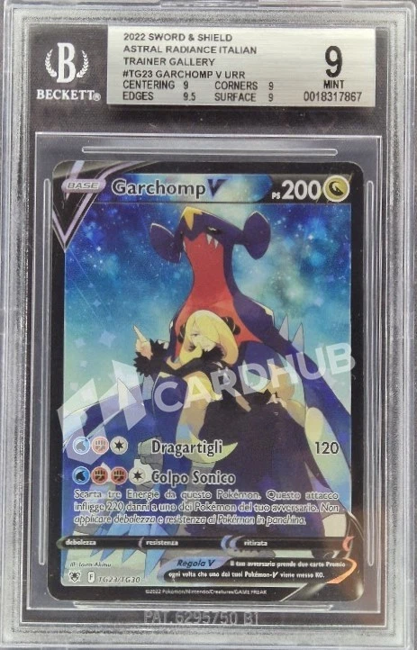 CARTA POKEMON GARCHOMP V TG23 LUCENTEZZA SIDERALE BGS 9 CARD ITA GRADATO - Immagine 1 di 3