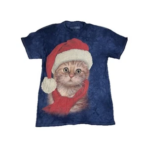 The Mountain 3D Tees Christmas Kitten Cat Blue Tie Dye Men's Size Medium Holiday - Picture 1 of 7