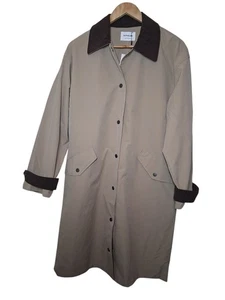 Active USA marrone lungo trench coat cappotto lavoro velluto a coste dettaglio collo e polsino medio - Foto 1 di 8