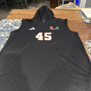 HERREN Miami Hurricanes Adidas TEAM AUSGESTELLT FUSSBALL ÄRMELIGES KAPUZENSHIRT L #45 - Bild 1 von 7