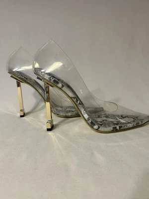 Jessica Rich Shoes Womens Size 39 Clear Gold Snake Pointed Toe Heels So Fancy - Image 1 of 4