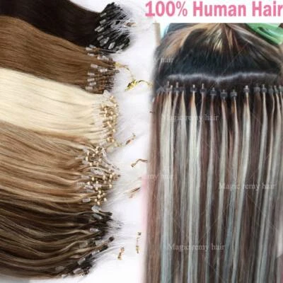 300S THICK Russian Human Remy Loop Micro Ring Tips Beads Hair Extensions Blonde - Image 1 of 4