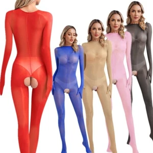 UK Sexy Women Open Crotch See Through Bodystockings Full Body Pantyhose Jumpsuit - Picture 1 of 98