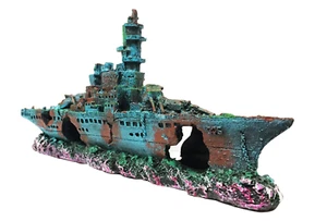 Aquarium Decoration Sunken Ship Battleship Ornament Fish Tank Shipwreck Decor - Picture 1 of 5