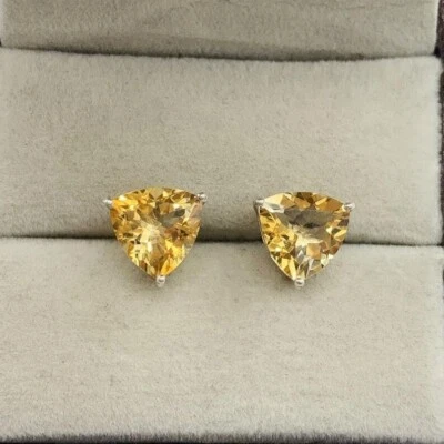 Aretes para mujer enchapados en oro amarillo 925 de 2,10 billones de citrino natural de 14 quilates Foto 1 de 4