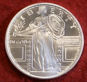 Standing Liberty design 1 oz .999% Silver round coin - Picture 1 of 2