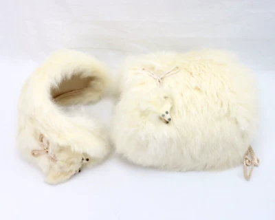 Roupas infantis vintage para meninas "MINK" MUFF DE PELE E TIARA laços de renda - Imagem 1 de 4