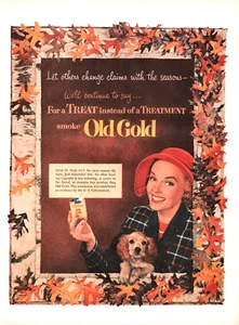 Publicidad impresa vintage 1952 de cigarrillos dorados antiguos golosinas en lugar de tratamiento - Imagen 1 de 1