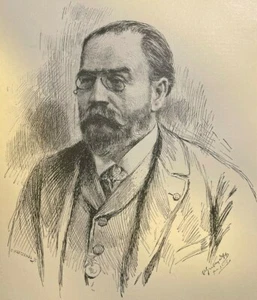 1898 Vintage Magazine Illustration Author Emile Zola - Picture 1 of 2