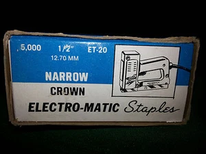 1 Box Genuine Precision Made Electro-Matic Staples. 1/2" narrow. 5,000pc/ box - Picture 1 of 3