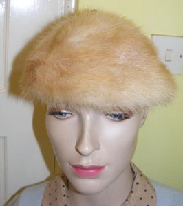 Vintage 1960s real fur hat red fox fur beret shape with suede tassels Medium - Picture 1 of 5