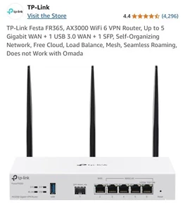 TP-Link Festa FR365, AX3000 WiFi 6 VPN Router, Up to 5Gigabit WAN + 1 USB 3.0 - Photo 1/5