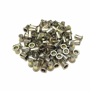 100 piezas tuerca de remache cabeza plana 1/4-20UNC inserto tuerca acero al carbono chapado en zinc nuevo - Imagen 1 de 9