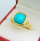 Naturl Blue Turquoise Solid 18K and 14K(not shown)yellow or rose gold bezel ring