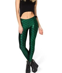 NEW Lady Women Mermaid Fish Scale Party skinny Shine Slim Leggings Pants Jegging - Picture 1 of 29