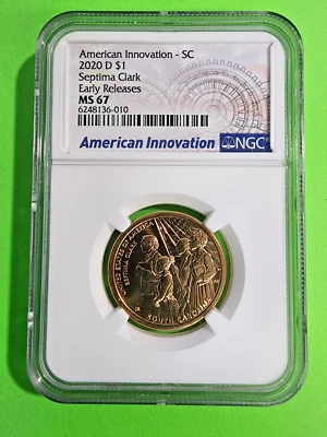 2020 D AMERICAN INNOVATION DOLLAR SC Septima Clark NGC MS67 Early Releases - Image 1 of 2