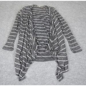 American Eagle Gray Striped Open Long Draped Cardigan Sweater XL Gray Striped - Picture 1 of 11