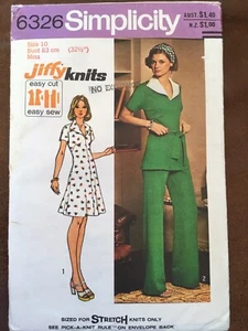 Simplicity Sewing Pattern 6326 Vintage 70s Top Dress Pants Knits Sz 10 Cut - Picture 1 of 5