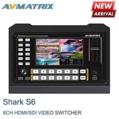 AVMATRIX Shark S6 6CH HDMI SDI Video Switcher Mixer with 5'' Display Live Stream - Image 1 of 4