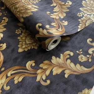 9.5m Luxury 6 colors Gold Damask Waterproof Embossed Textured PVC Wallpaper Roll - Picture 1 of 46