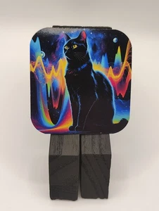 Handmade Glossy Magnet – Cosmic Black Cat – Galaxy Art Magnet - Picture 1 of 1