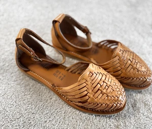 Neue handgefertigte mexikanische Huaraches Damen-Leder-Flats Sandalen Größe 7 1/2 - Bild 1 von 4