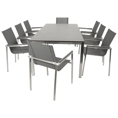 Gartengarnitur Edelstahl Sitzgruppe Gartengruppe MELBOURNE Keramik 9-teilig - Bild 1 von 4