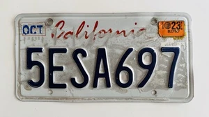 California License Plate 5ESA697, 1980s Style, 1987 OCT/1988 Sticker, Vintage - Picture 1 of 2
